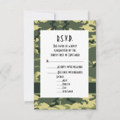 Cartons Réponse Mariage de camouflage de bois vert R.S.V.P (Devant)