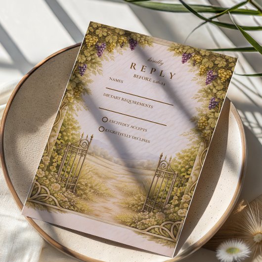 Cartons Réponse Mariage de campagne rustique au vignoble