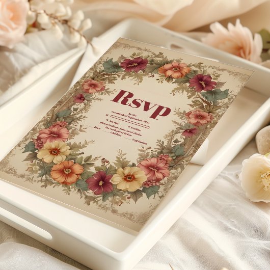 Cartons Réponse Mariage de charpente florale ornée victorienne