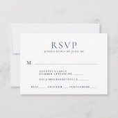 Cartons Réponse Mariage de choix de repas bleu marine moderne (Devant)