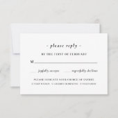 Cartons Réponse Mariage de choix de repas de calligraphie noir et  (Devant)