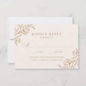 Cartons Réponse Mariage de choix de repas en cuivre floral (Devant)