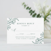 Cartons Réponse Mariage de choix de repas vert floral (Debout devant)