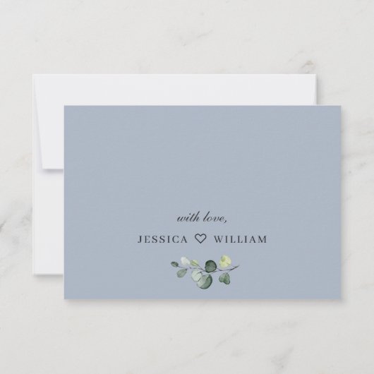 Cartons Réponse Mariage de choix simple Eucalyptus REPAS (Dos)