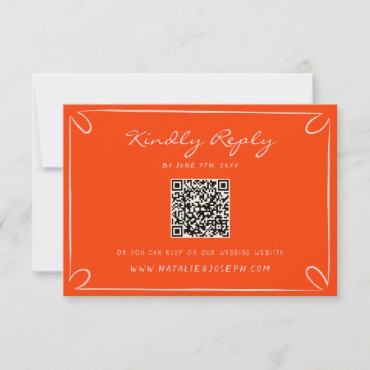 Cartons Réponse Mariage de code QR blanc à la main (Devant)