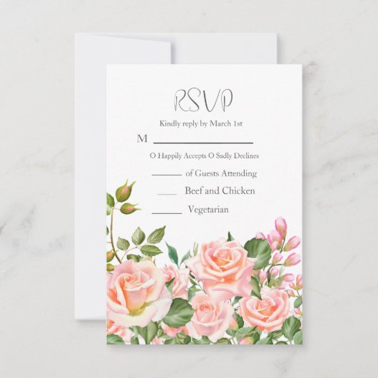 Cartons Réponse Mariage de code QR de couleur rose pâle (Devant)
