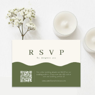 Cartons Réponse Mariage de code QR de courbe Wavy simple