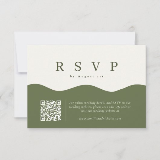 Cartons Réponse Mariage de code QR de courbe Wavy simple (Devant)