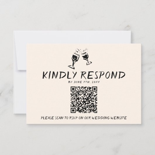Cartons Réponse Mariage de code QR de lunettes manuscrites rétro (Devant)