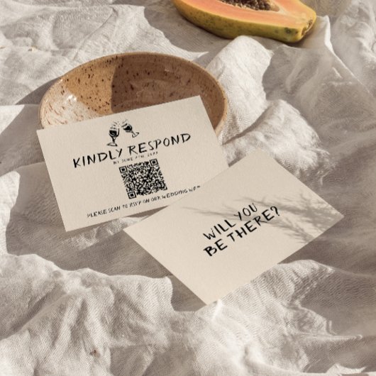 Cartons Réponse Mariage de code QR de lunettes manuscrites rétro