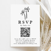 Cartons Réponse Mariage de code QR de palmiers noirs à main modern