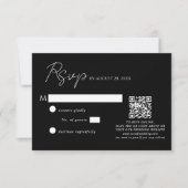 Cartons Réponse Mariage de code QR de script noir simple (Devant)