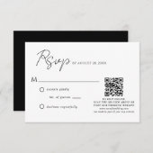 Cartons Réponse Mariage de code QR de script noir simple (Devant / Derrière)