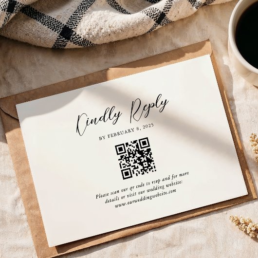 Cartons Réponse Mariage de code Qr de script simple et élégant