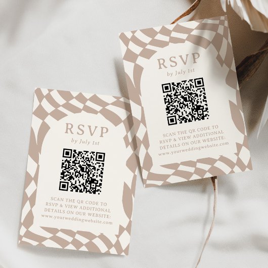 Cartons Réponse Mariage de code QR du tableau de contrôle beige ré