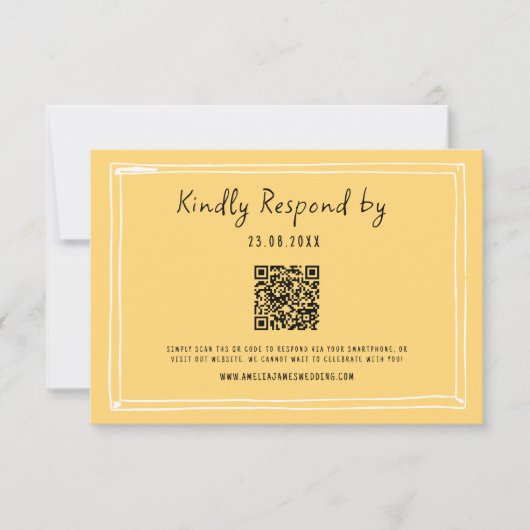Cartons Réponse Mariage de code QR écrit à la main (Devant)