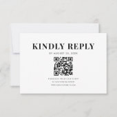 Cartons Réponse Mariage de code QR élégant en gras minimal (Devant)