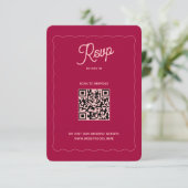 Cartons Réponse Mariage de code QR en ligne Retro Peach Wave Frame (Debout devant)