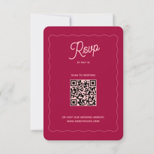 Cartons Réponse Mariage de code QR en ligne Retro Peach Wave Frame (Devant)