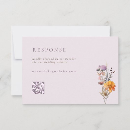 Cartons Réponse Mariage de code QR Fleur sauvage d'automne orange (Devant)