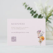 Cartons Réponse Mariage de code QR Fleur sauvage d'automne orange (Debout devant)