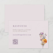 Cartons Réponse Mariage de code QR Fleur sauvage d'automne orange (Devant / Derrière)