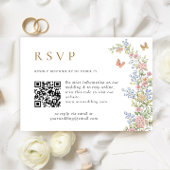 Cartons Réponse Mariage de code QR floral Ornate Grace Pastel Blus