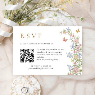 Cartons Réponse Mariage de code QR floral Ornate Grace Pastel Blus