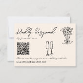 Cartons Réponse Mariage de code QR irky tiré à la main rétro (Devant)