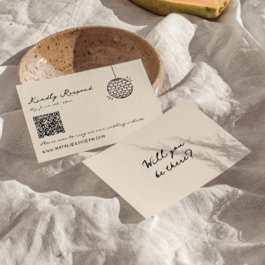 Cartons Réponse Mariage de code QR irky tiré à la main rétro