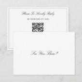 Cartons Réponse Mariage de code QR noir & blanc élégant Script (Devant / Derrière)