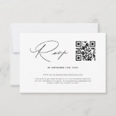 Cartons Réponse Mariage de code QR noir et blanc simple (Devant)