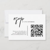 Cartons Réponse Mariage de code QR noir et blanc simple (Devant)