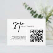 Cartons Réponse Mariage de code QR noir et blanc simple (Debout devant)