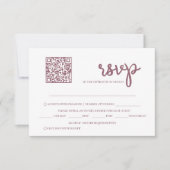 Cartons Réponse Mariage de code QR rose Dusty (Devant)