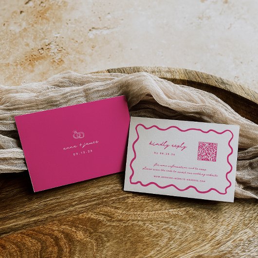 Cartons Réponse Mariage de code QR rose Whimsical
