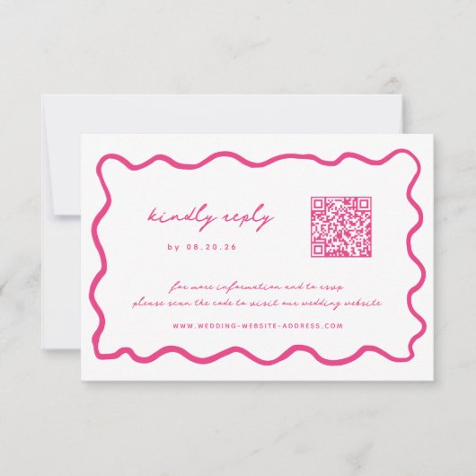 Cartons Réponse Mariage de code QR rose Whimsical (Devant)