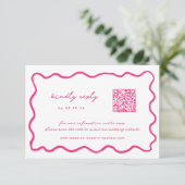 Cartons Réponse Mariage de code QR rose Whimsical (Debout devant)