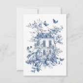 Cartons Réponse Mariage de code QR Rustique Blue Toile De Jouy (Dos)