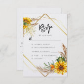 Cartons Réponse Mariage de code QR rustique de tournesol d'aquarel (Devant / Derrière)