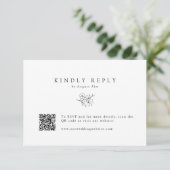 Cartons Réponse Mariage de code QR simple Fleur de cerise dessinée (Debout devant)