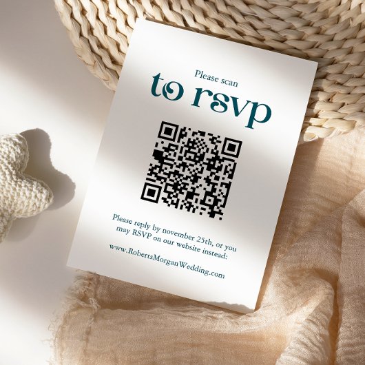 Cartons Réponse Mariage de code QR Turquoise moderne
