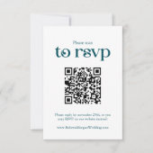 Cartons Réponse Mariage de code QR Turquoise moderne (Devant)