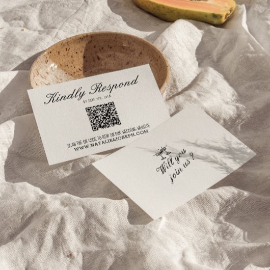 Cartons Réponse Mariage de code QR unique écrit à la main