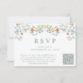 Cartons Réponse Mariage de code QR vintage Garden (Devant)