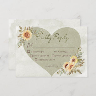 Cartons Réponse Mariage de coeur Soft Sunflower Boho