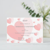 Cartons Réponse Mariage de conception Coeurs de couleur rose (Debout devant)