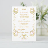 Cartons Réponse Mariage de conception Gold Bells (Debout devant)