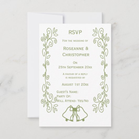 Cartons Réponse Mariage de conception Sage Bells Sollwork (Devant)