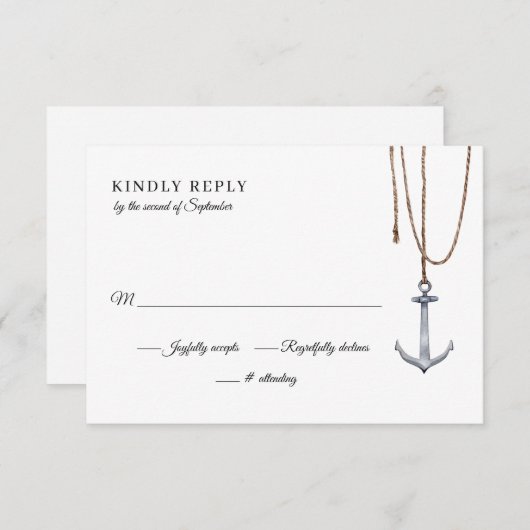 Cartons Réponse Mariage de corde Ancre (Devant / Derrière)